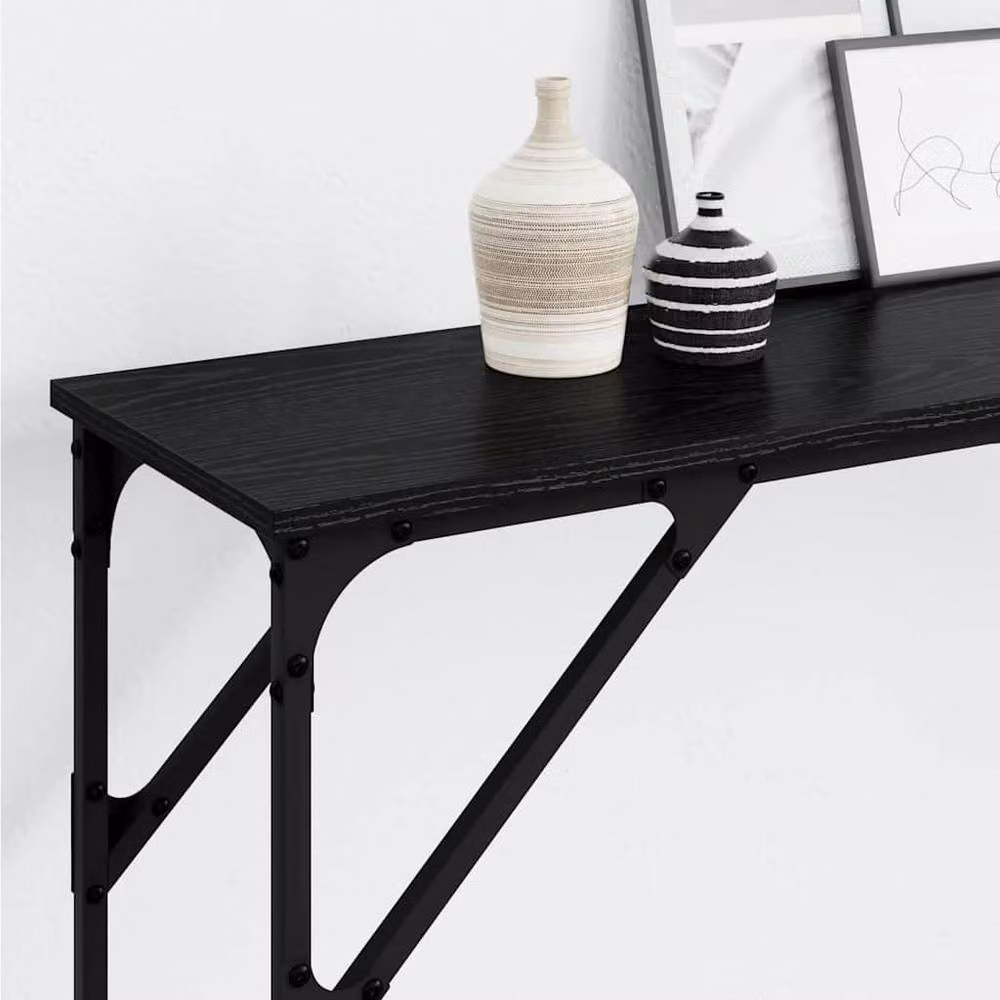 Berkfield Home Modern Black Oak Console Table, W/D/H: 200 x 29 x 75 cm – 2