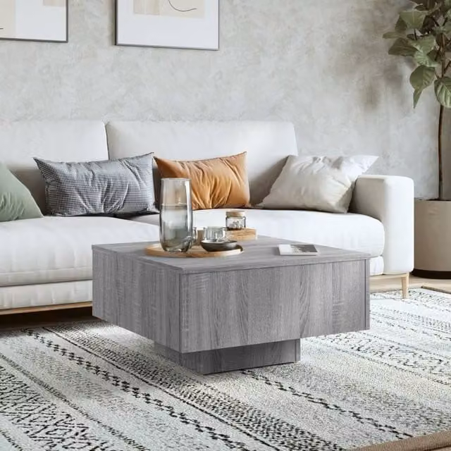 Berkfield Home Premium Square Coffee Table in Grey Sonoma, W/D/H: 60 x 60 x 31.5 cm – 1