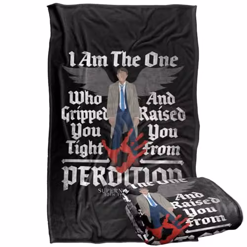 LOGOVISION Supernatural Castiel Raised From Perdition Super Soft Fleece Throw Blanket, Multicolour, W/D/H: 91 x 147 cm