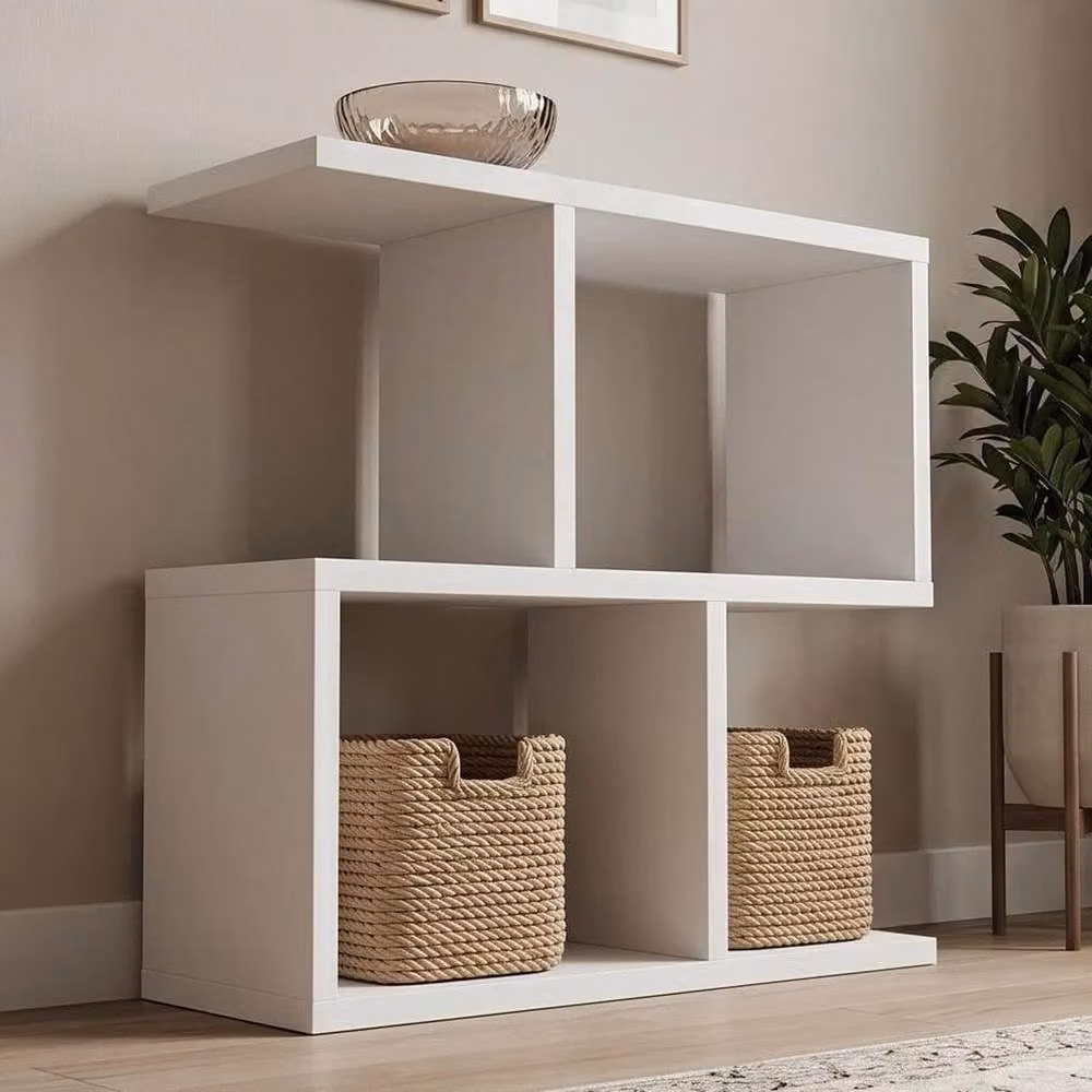 FORGEVIO Eden 60 Side Table, 2-Tier Slim Bedside or Sofa Table in White – 2