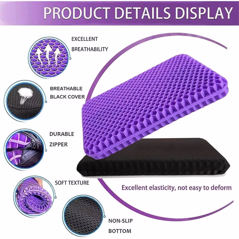Nordara Orthopaedic Gel Foam Seat Cushion in Purple and Black, W/D/H: 60 x 60 x 4.57 cm – 3