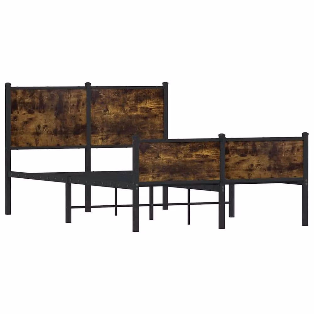 Berkfield Home Metal Bed Frame in Smoked Oak Brown, Small Double, W/D/H: 120 x 190 cm – 3