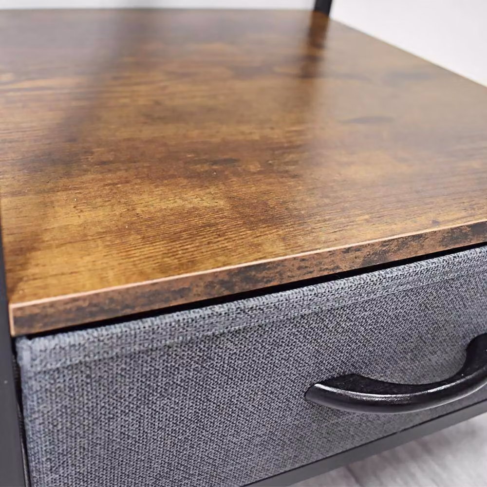 Havendro Fabric Drawer Storage Side Table in Brown, W/D/H: 39.0 x 40.0 x 51.0 cm – 3