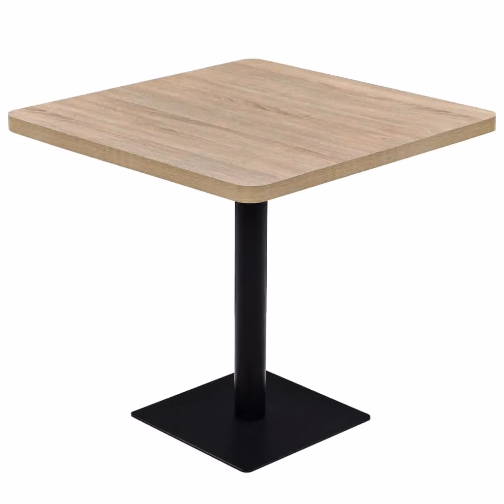 Berkfield Home Bistro Table in Oak Colour and Beige, Square MDF and Metal Design, W/D/H: 80 x 80 x 75 cm – 2