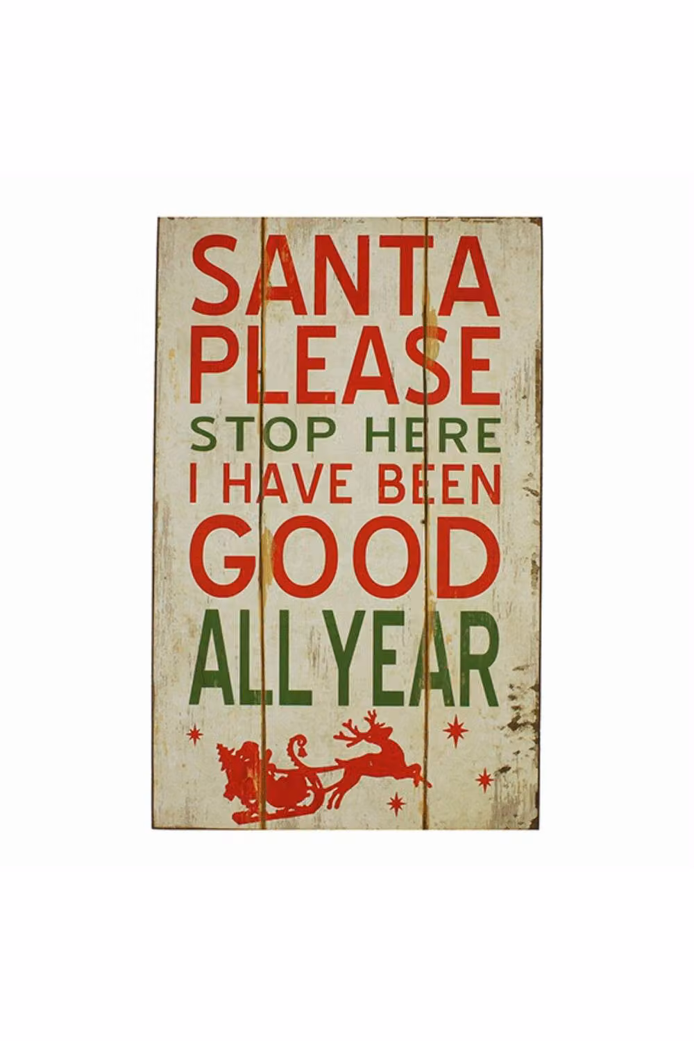 KDMD Juliana Christmas Santa Stop Here Rectangular Wood Wall Plaque in Light Sand and Multicolour – 2