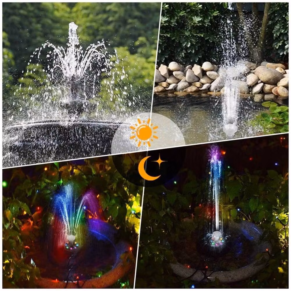 EONLION Solar Fountain Pump with 7W Panel in Black – 5