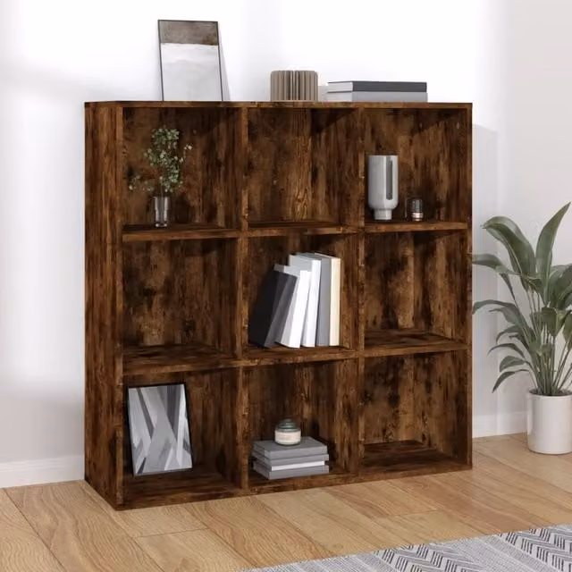 Berkfield Home Smoked Oak Book Cabinet in Brown, W/D/H: 98 x 30 x 98 cm – 1