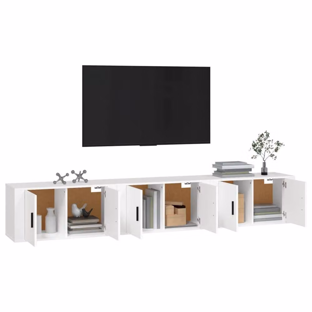 Berkfield Home Set of 3 Wall-mounted TV Cabinets in White, W/D/H: 80 x 34.5 x 40 cm – 2