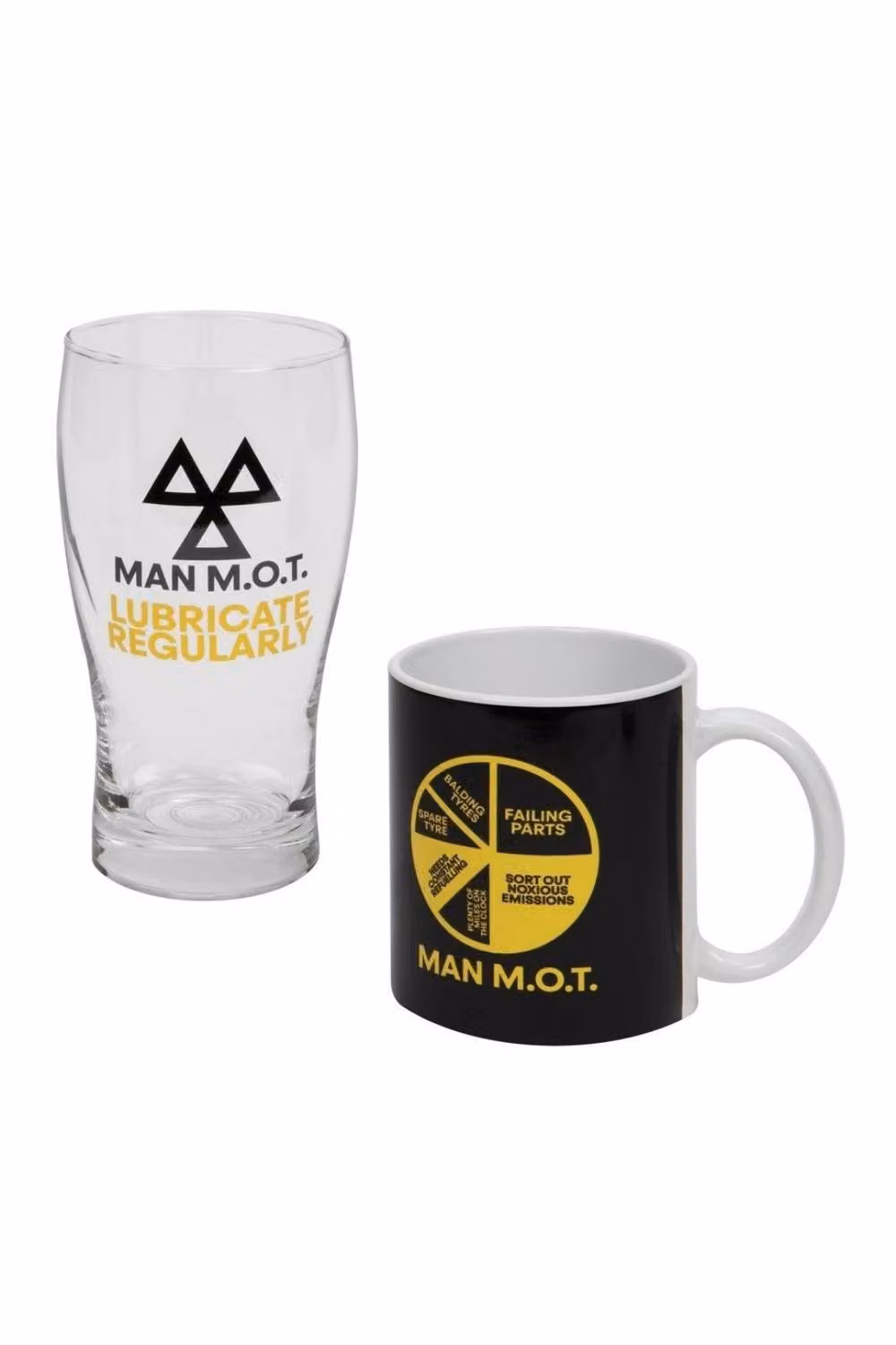 KDMD Man M.O.T. Black and Yellow Glass Mug and Beer Glass – 3