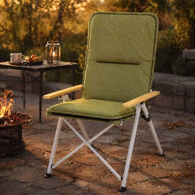 STILVORA Green Outdoor Chair with Beech Wood and Powder Coated Aluminium Frame – 1