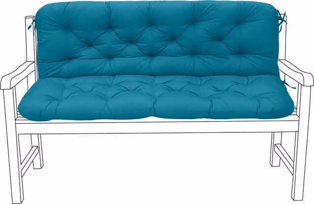 Gardenista 2-3 Seater Outdoor Garden Bench Seat Cushion with Back Pad, Petrol, Width: 120 cm