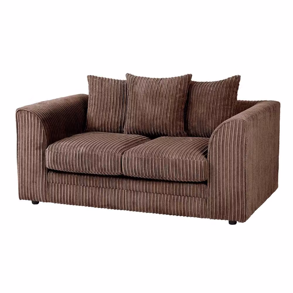 LUXURY LIFE Declan 2 Seater Jumbo Cord Fabric Sofa in Chocolate Brown – 2