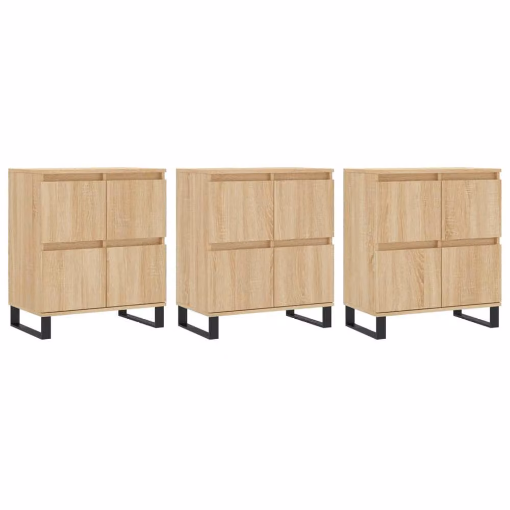 Berkfield Home 3-Piece Sideboard Set in Sonoma Oak and Light Tan Engineered Wood – 3