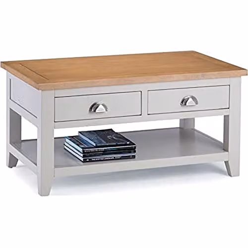 Julian Bowen Richmond Rectangular Coffee Table with 2 Drawers in Grey and Oak, W: 100 cm, D: 60 cm, H: 50 cm – 1