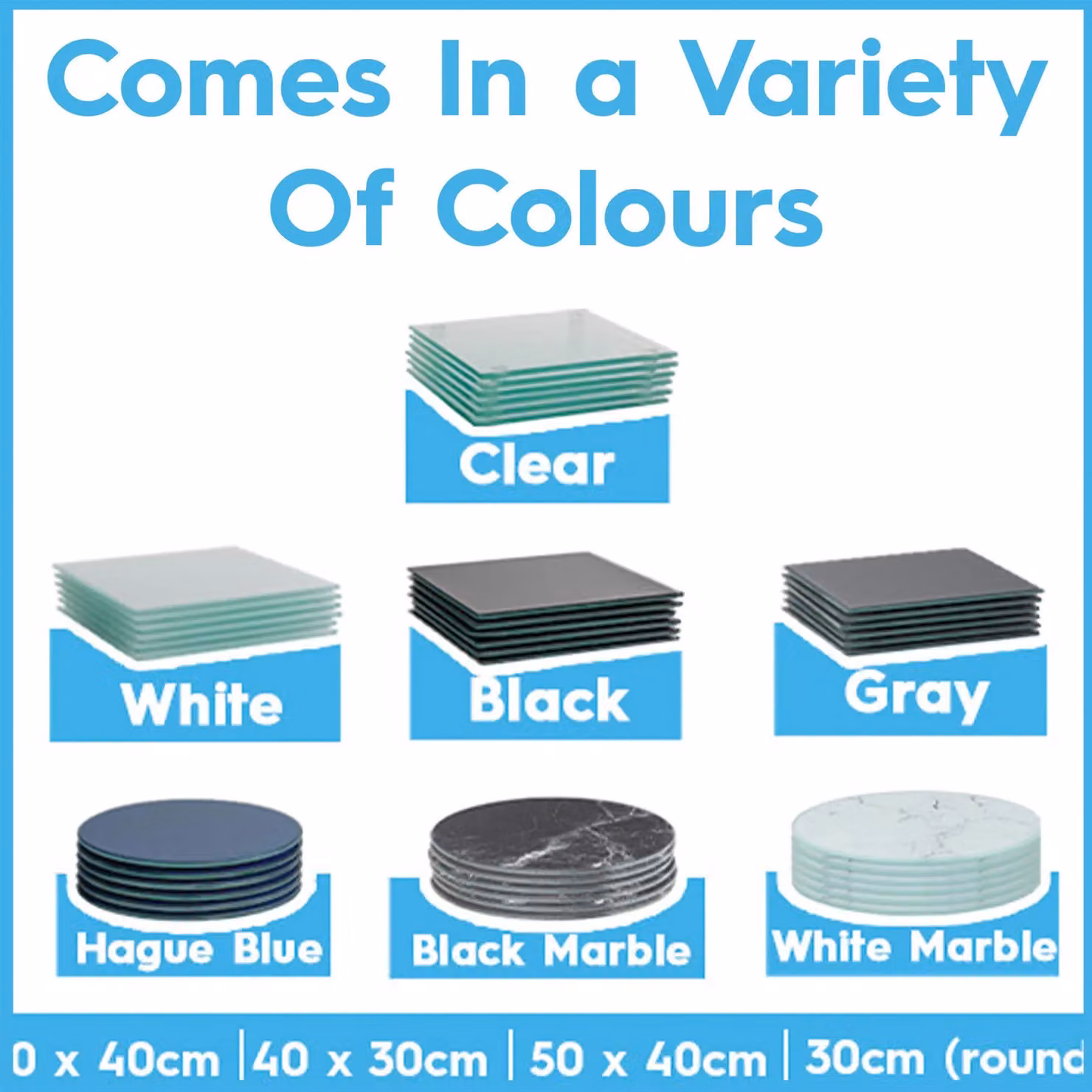 Harbour Housewares Blue Square Glass Coasters, Pack of 6, 10 cm – 7