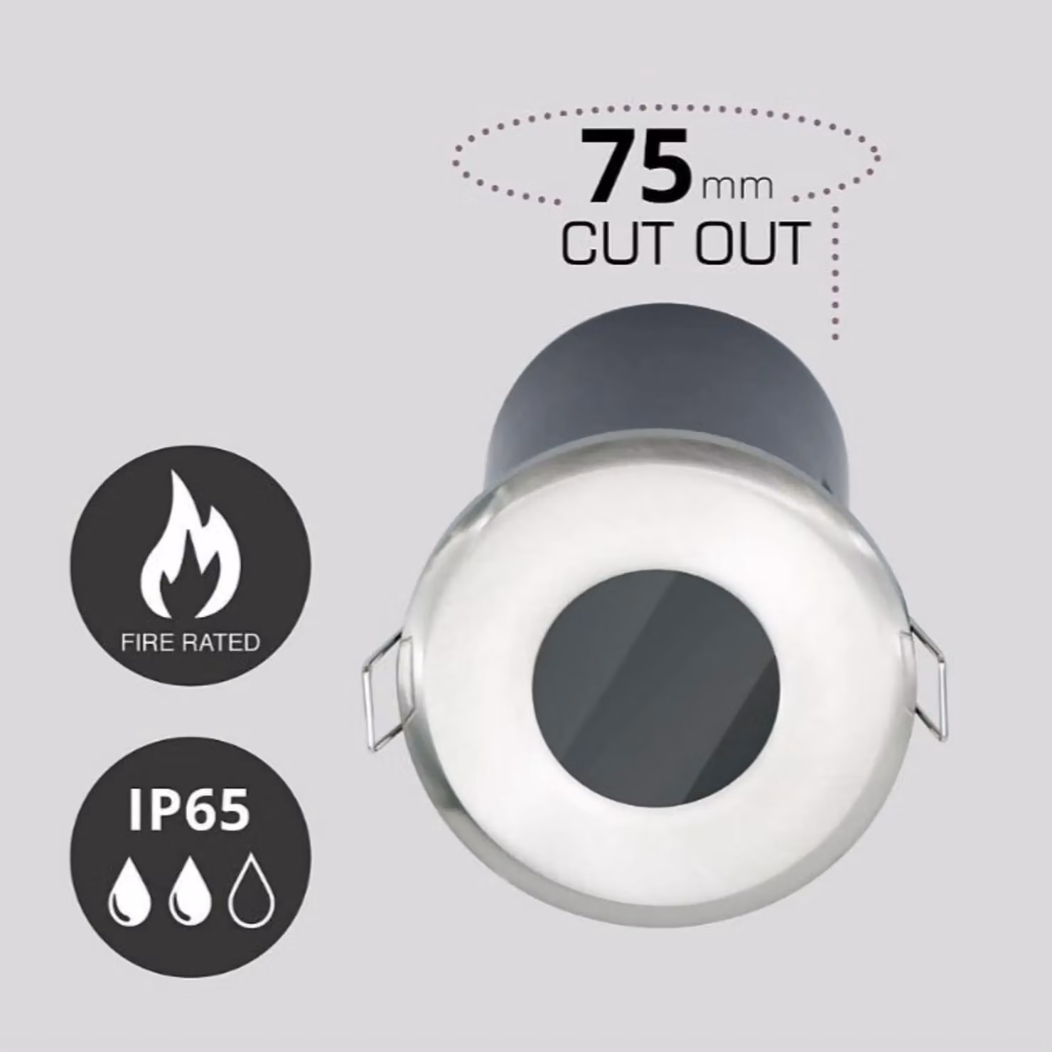 First Choice Lighting Set of 4 Silver Recessed Bathroom Downlights, IP65 Dimmable, Stainless Steel and Glass – 3