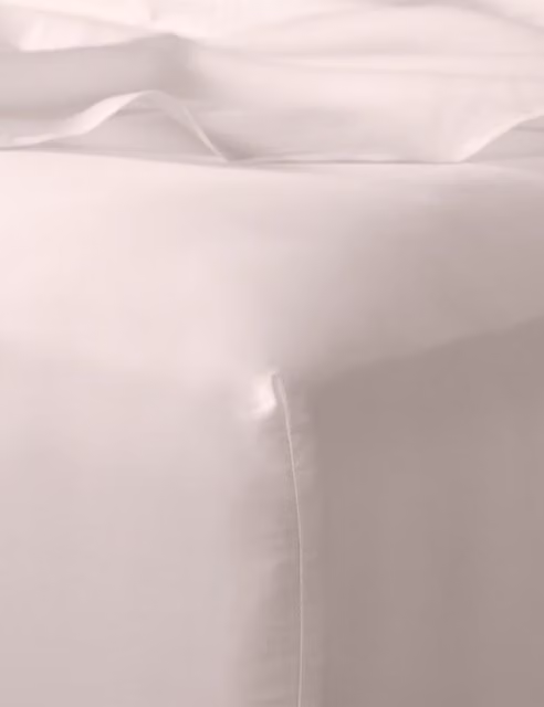 Bedfolk Pure Cotton Mako Satin Fitted Sheet in Soft Pink, 200 x 200 cm