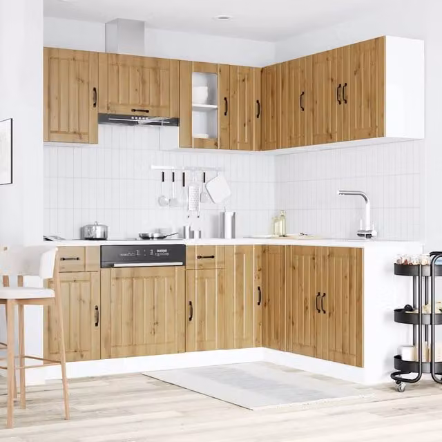Berkfield Home Lucca Artisan Oak 11 Piece Kitchen Cabinet Set in Brown