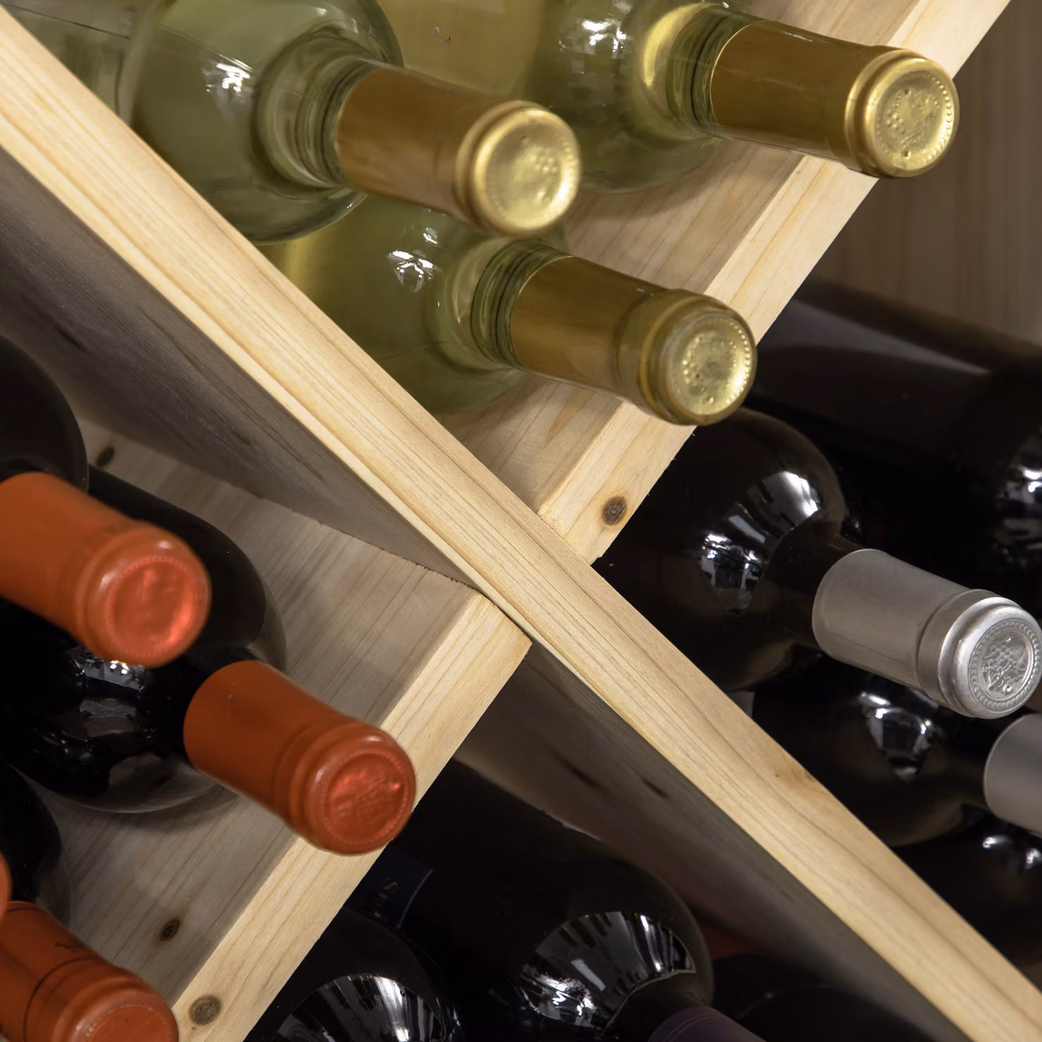 HOMCOM 24 Bottle Rustic Pine Wood Wine Rack in Brown – 6