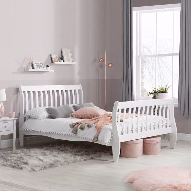 Birlea Belford White Lacquered Solid Pine Bed Frame, W/D/H: 140 x 200 cm – 1