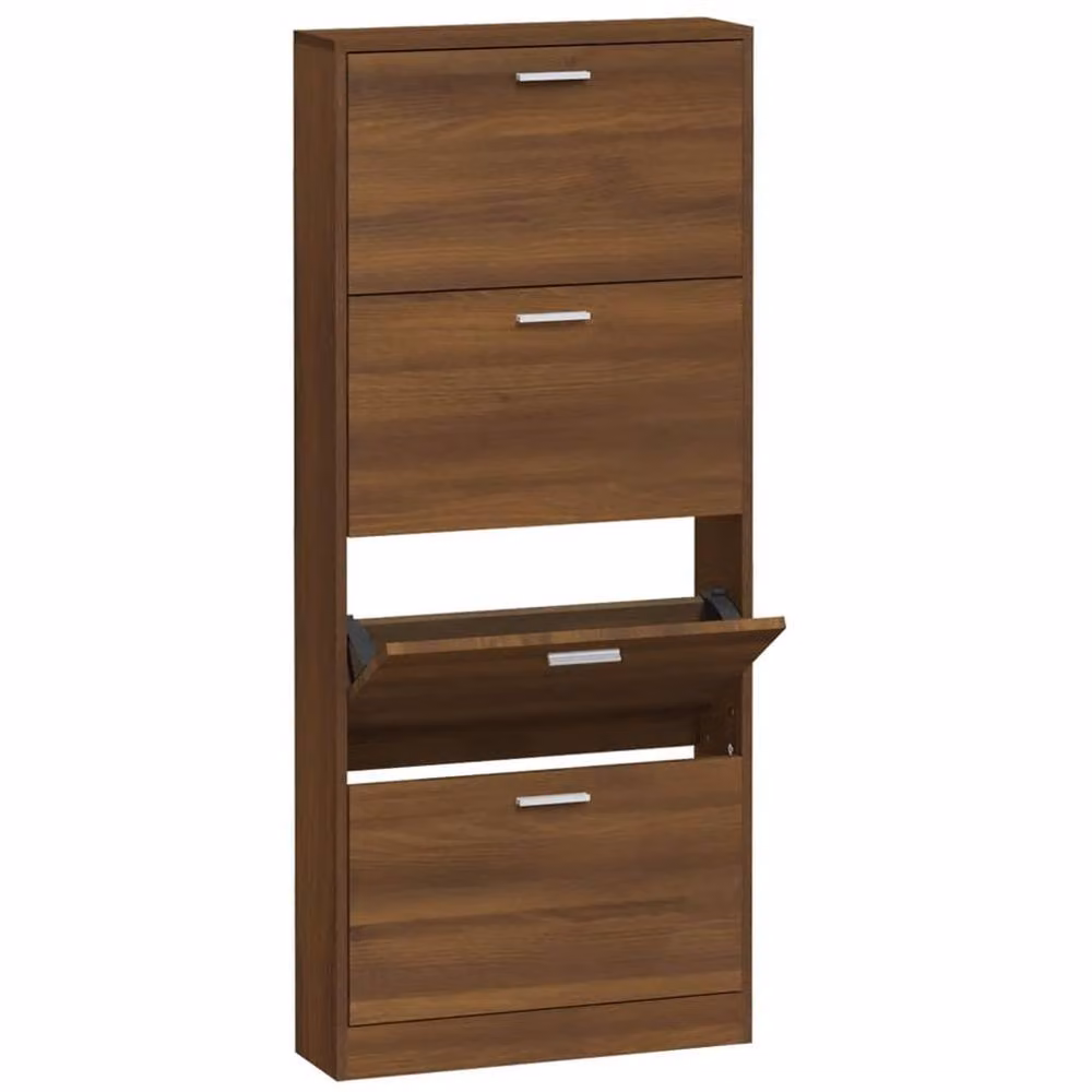 Berkfield Home Brown Oak Shoe Cabinet, W: 59 cm, D: 17 cm, H: 150 cm – 2