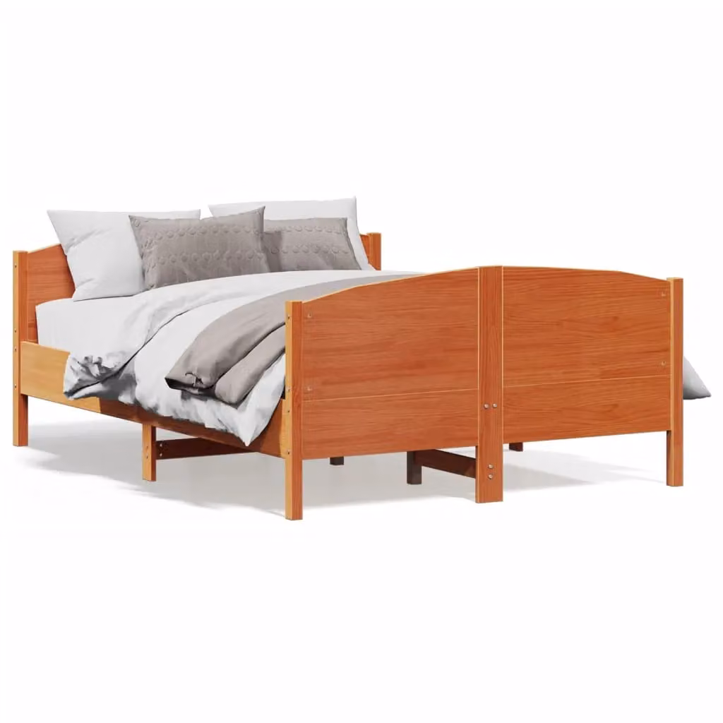 Berkfield Home Solid Wood Pine Bed Frame in Wax Brown, W/D/H: 160 x 200 cm – 2
