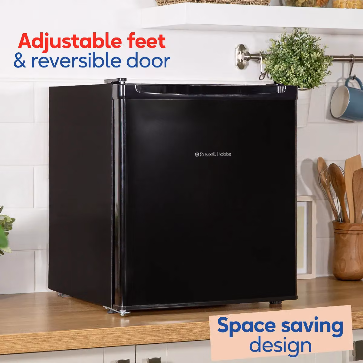 Russell Hobbs 40L Larder Mini Fridge in Black with Reversible Door and Bottle Rack – 6