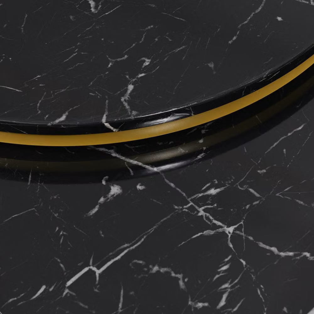 BTM Set of 2 Black and Gold Marble Effect Nesting Coffee Tables with Storage – 4