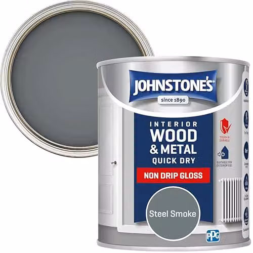 Johnstone's Wood and Metal Paint in Steel Smoke Grey, Gloss Finish, 750ml