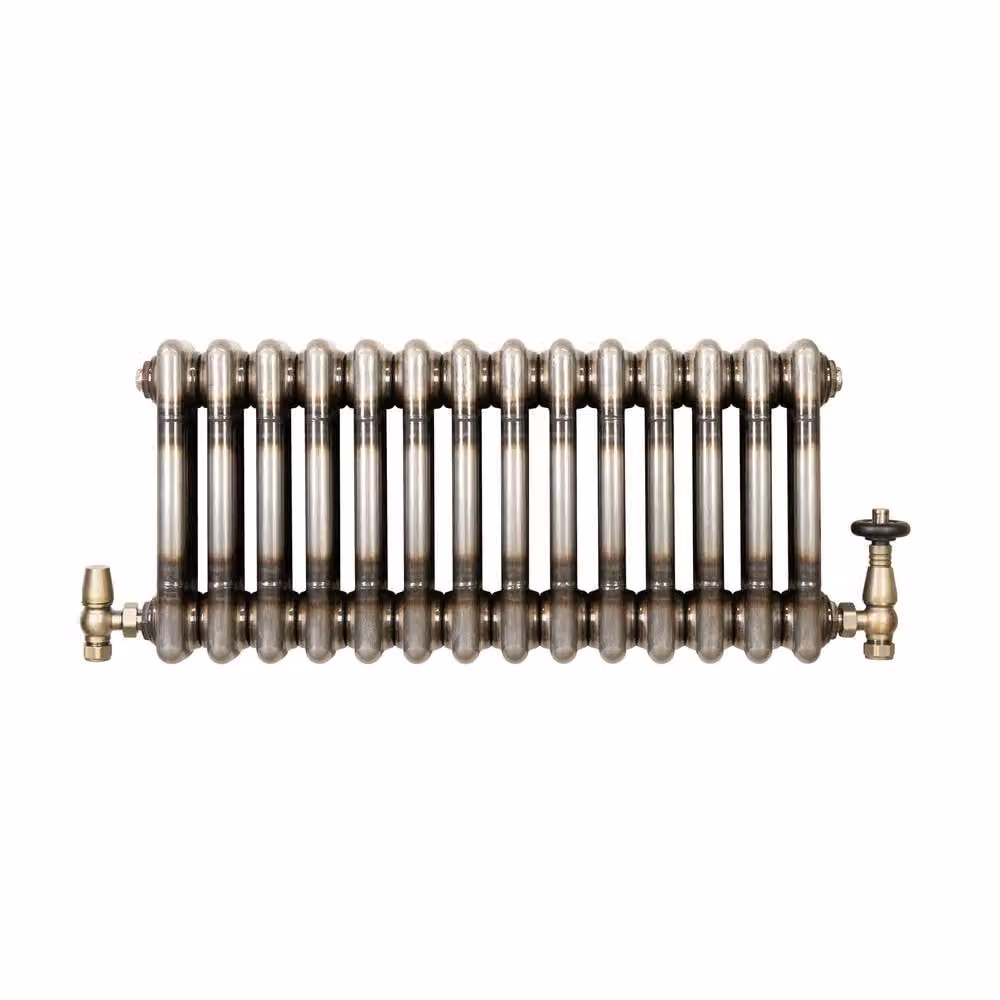 Monstershop Traditional 3 Column Steel Radiator with Integrated Valves and Wall Brackets, Silver, H: 650 mm, W: 30 mm, D: 30 mm – 2
