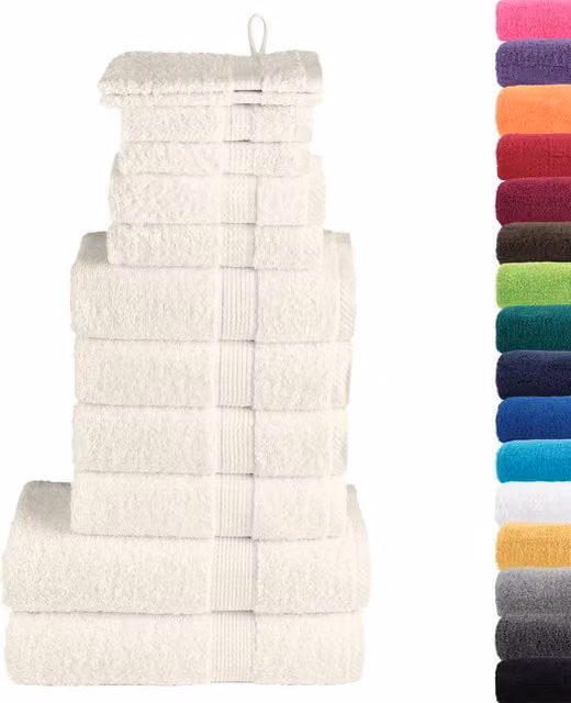 Berkfield Home SOLUND 12 Piece Premium Cotton Terry Towel Set in Beige, 600 gsm – 1