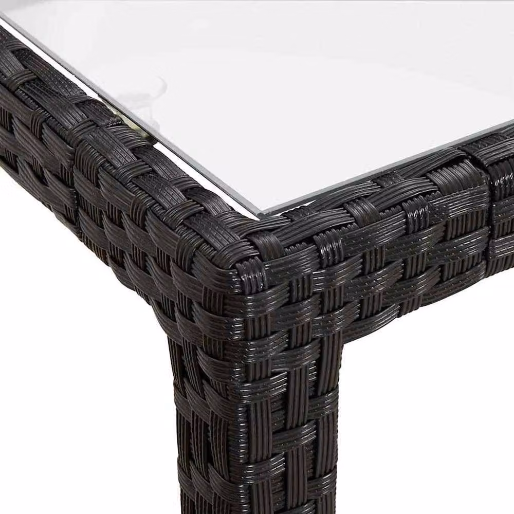 Berkfield Home Black Poly Rattan Garden Table with Tempered Glass, W: 150 cm, D: 90 cm, H: 75 cm – 3
