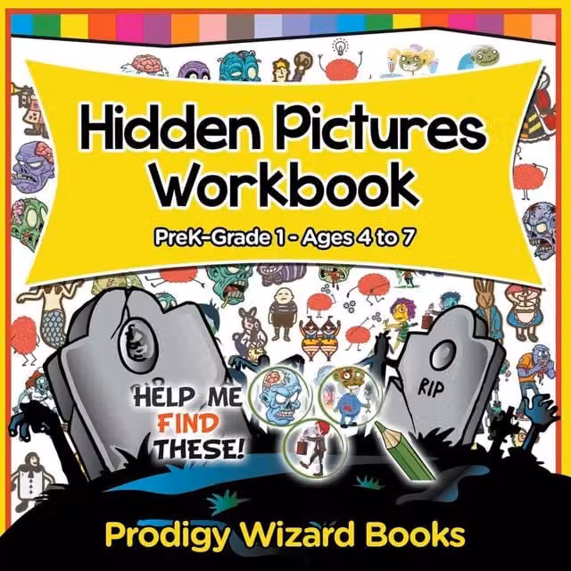 Prodigy Wizard Hidden Pictures Workbook for PreK to Grade 1, Ages 4 to 7, Multicolour Paperback