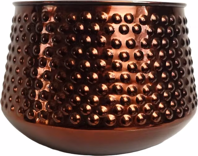 Leaf Antique Copper Metal Tabletop Planter in Orange