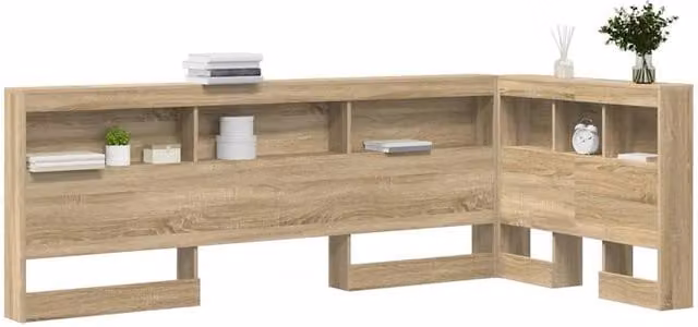 Berkfield Home Sonoma Oak Storage Headboard with Shelf, Width: 90 cm, Light Tan Engineered Wood