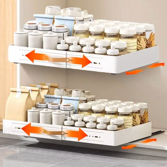 KORVIXA Expandable Pull-Out Cabinet Organizer in White – 1