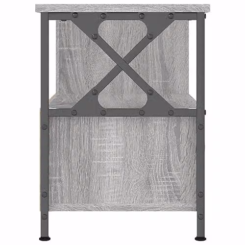 vidaXL TV Cabinet in Grey Sonoma, W/D/H: 90 x 33 x 45 cm, Made of Engineered Wood and Metal – 3