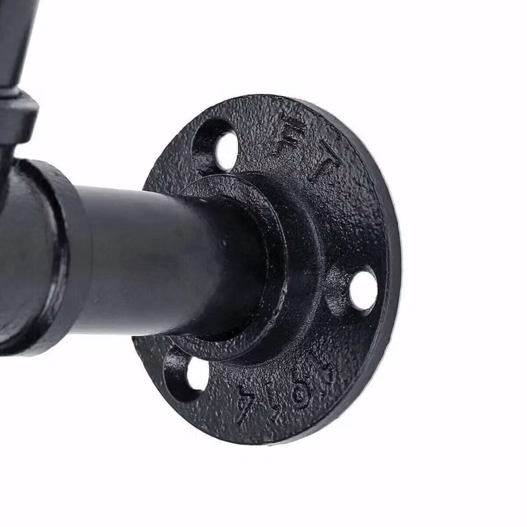 SPETLEK 8x Industrial Iron Pipe Shelf Brackets in Matt Black, Wall Mounted