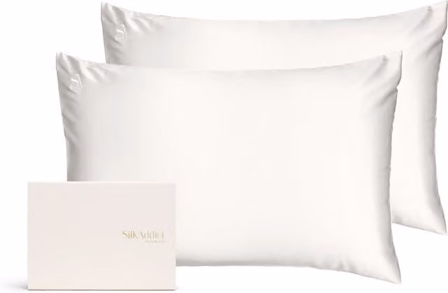 Silk Addict 100% Mulberry Silk Pillowcase Twinpack in Beige, W/H: 50 x 75 cm