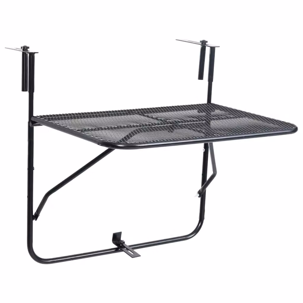 Berkfield Home Industrial Black Matt Steel Balcony Table W: 60 cm, D: 40 cm – 2