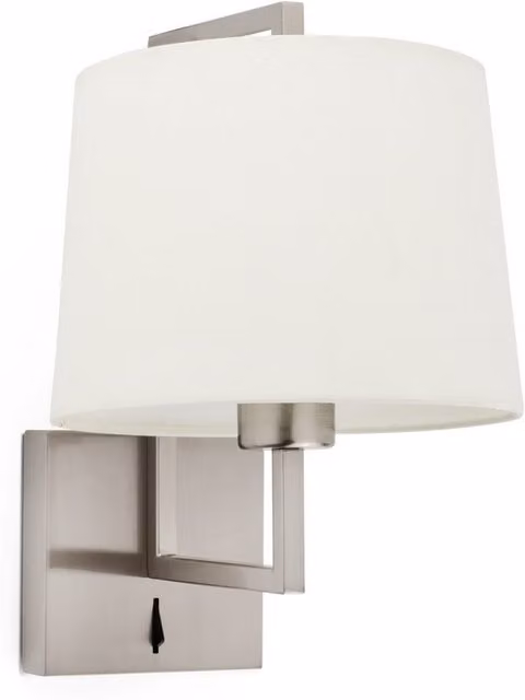Faro Frame Art Deco Wall Lamp with Beige Fabric Shade and Matt Nickel Metal Frame
