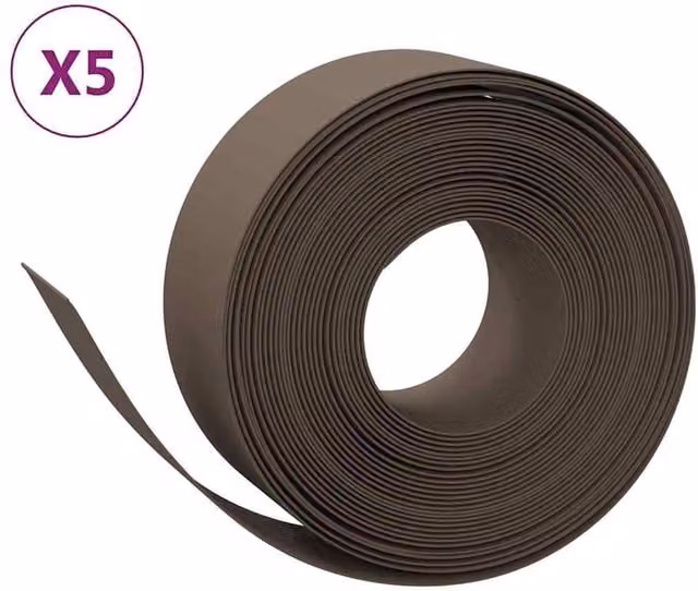 Berkfield Home Garden Edgings, 5 Pieces, Brown, 10 m, Height: 20 cm, Polyethylene – 1