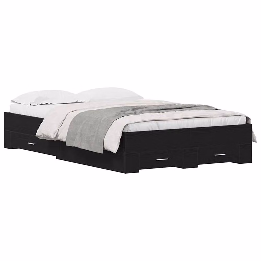 Berkfield Home Modern Bed Frame with Drawers in Black Oak, W/D/H: 120 x 200 cm – 3