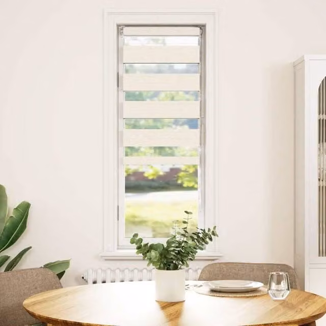 Berkfield Home Zebra Blind in Marble Beige, Polyester Fabric, W: 40 cm x H: 150 cm