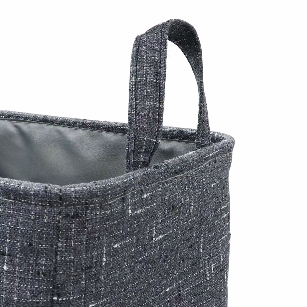 JVL Shadow Rectangular Fabric Storage Baskets with Handles, Set of 3, Grey – 3
