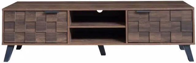 ERGOVEXA Minimalist Wood TV Cabinet in Brown with 2 Doors and Open Shelves, Width: 160 cm – 1
