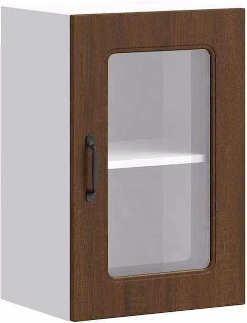 Berkfield Home Kalmar Wall Mounted Kitchen Cabinet with Glass Doors in Brown Oak – 1