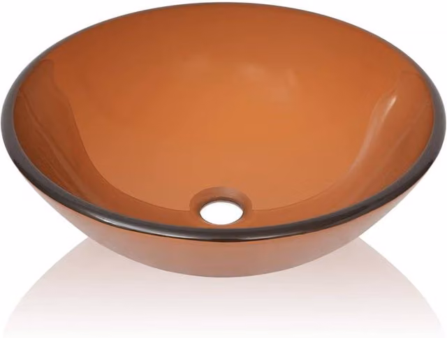 Berkfield Home Stylish Brown Tempered Glass Basin, Diameter: 42 cm – 1