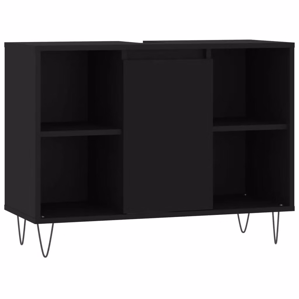 Berkfield Home Black Industrial Bathroom Cabinet with Hinged Doors and Internal Shelves, W/D/H: 80 x 33 x 60 cm