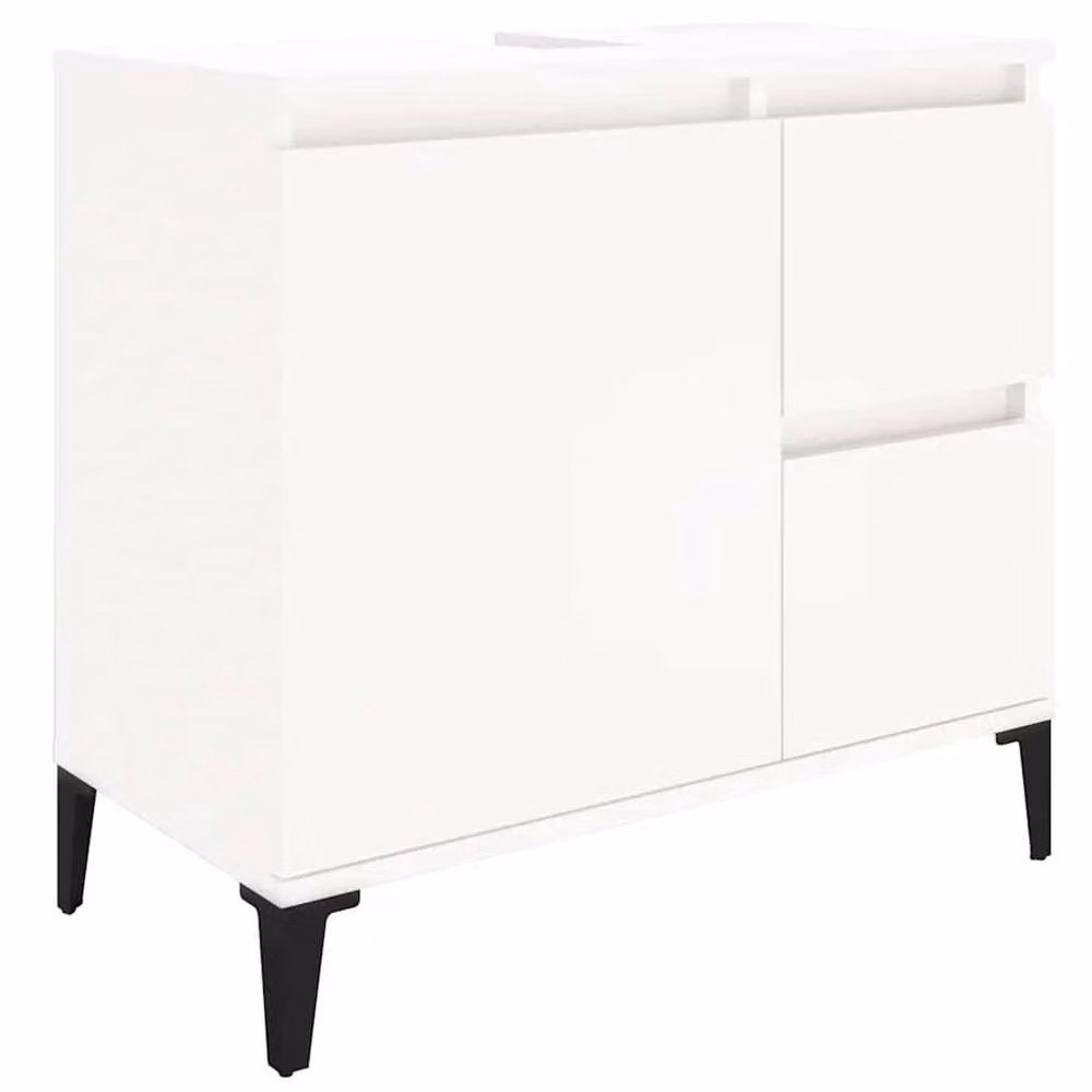 Berkfield Home Modern White Freestanding Bathroom Cabinet with Hinged Doors and Internal Drawers W/D/H: 65 x 33 x 60 cm – 3